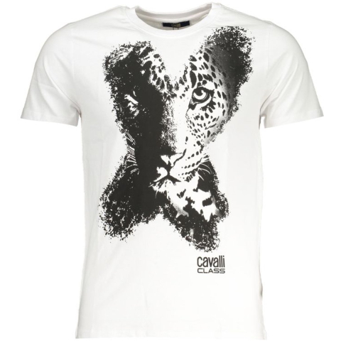 Cavalli Class Witte Katoenen Heren T-Shirt