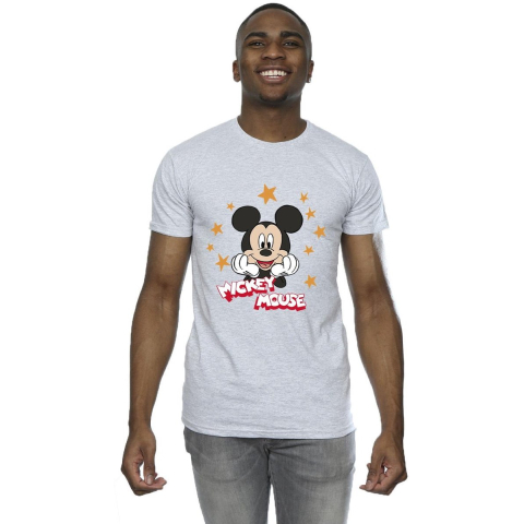 Disney Heren Mickey Mouse Sterren T-Shirt (Sportgrijs)