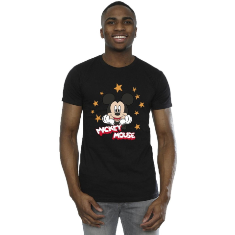 Disney Heren Mickey Mouse Sterren T-Shirt (Zwart)
