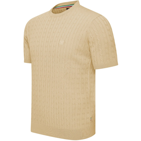 Cappuccino Italia Tee SS Loreto Cable Knit Tee Beige