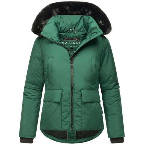 Korte dames winterjas met teddyvoering & bontkraag – Marikoo Morinaa