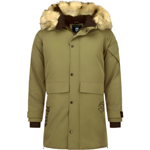 Enos Lange parka jas met bontkraag