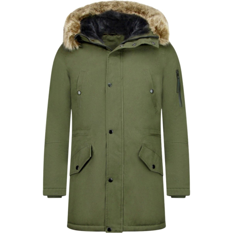 Enos Lange parka jas met faux bontkraag