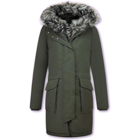 Gentile Bellini Lange parka jas met faux bontkraag