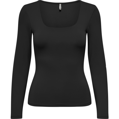 Only Onlea l/s 2-way deep neck top jrs noos black