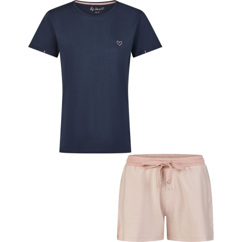 By Louise Dames korte pyjama set shortama blauw