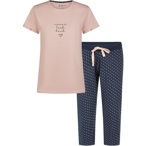 By Louise Essential dames capri pyjama driekwart aop roze
