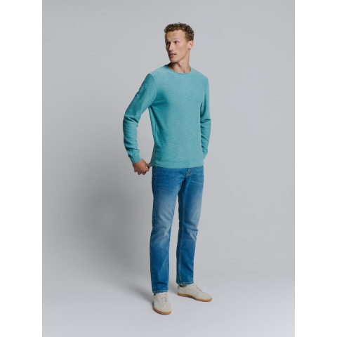 No Excess Pullover crewneck garment dyed + st seablue