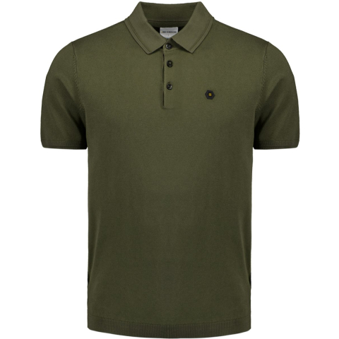 No Excess Pullover short sleeve polo button s dark moss