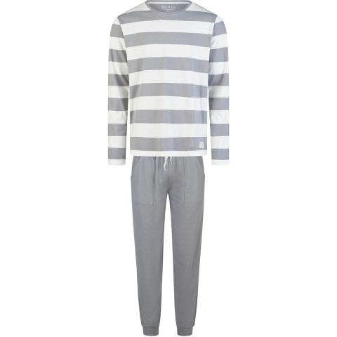 Phil & Co Heren pyjama set lang grijs gestreept