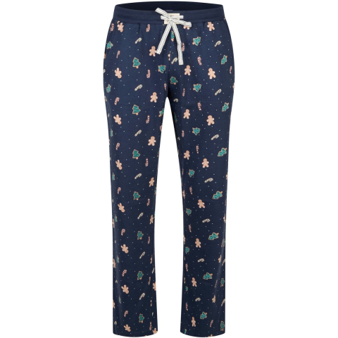 Happy Shorts Heren pyjama broek lang donkerblauw gingerbread kerst print