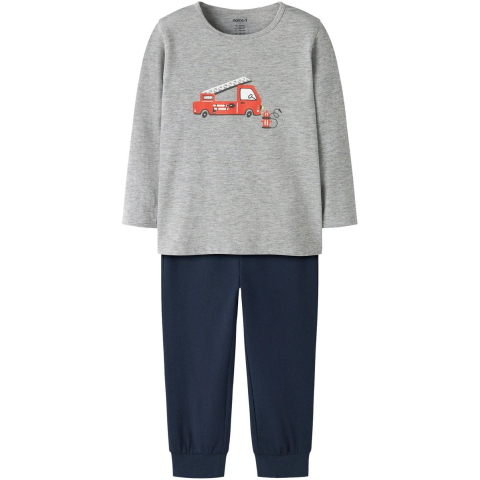 Name It Jongens pyjama set nmmnightset brandweer grijs/donkerblauw