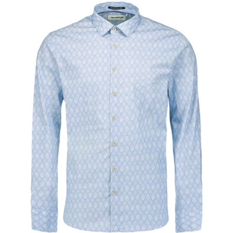 No Excess Shirt stretch allover printed blue