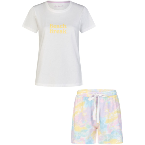 By Louise Dames shortama korte pyjama set geprint wit/multi