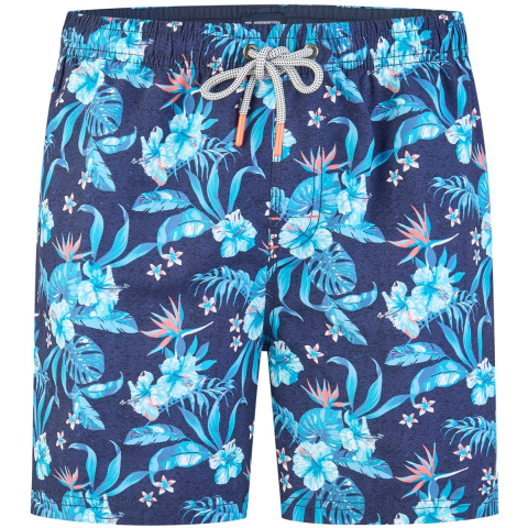 Happy Shorts Heren zwemshort blauw gebloemd