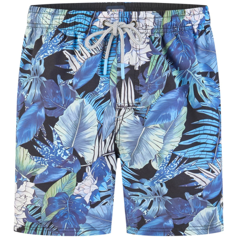 Happy Shorts Heren zwemshort gebloemde jungle print blauw