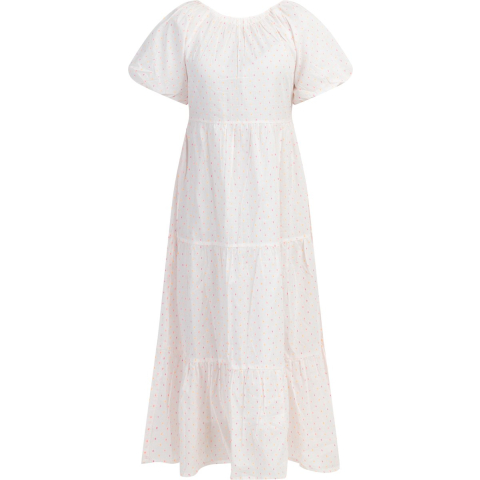 Mymo Maxi jurk Dames Wit roze oranje stippen