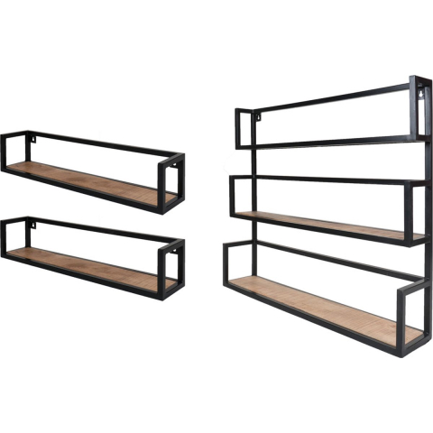 Home67 Set wandplanken vintage 2x 81 cm + 1x trio mangohout