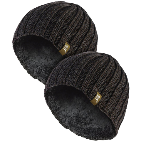 Heren Chunky Zachte Winter Geribde Muts - 2 Pack