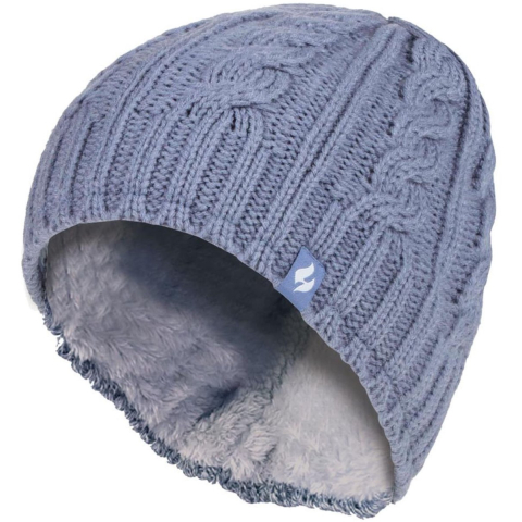 Dames Kabelgebreide 3.4 Tog Fleece Gevoerde Thermische Wintermuts