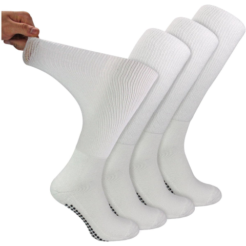 4-Pack Lange Bamboe Diabetessokken Met Grip voor Mannen en Vrouwen
