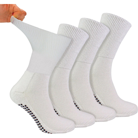 4-Pack Bamboe Diabetessokken met Grip voor Mannen en Vrouwen
