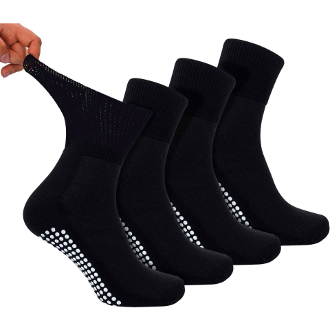 4-Pack Korte Bamboe Diabetessokken met Grips voor Heren en Dames
