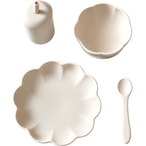 Jack o Juno Serviesset - Silicone - 4 Onderdelen - Poppy - Cream - Jack o Juno - OneSize - Serviesset