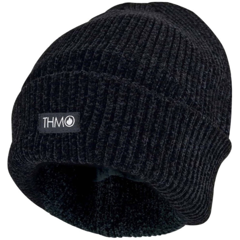THMO - Dunsulate muts van 3 meter lang, chenille voor dames - Zwart