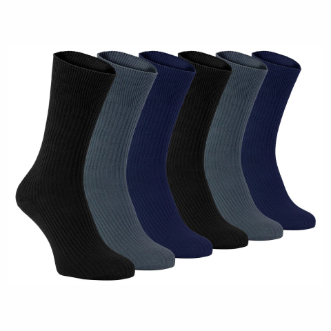 Set van 6 sokken zonder elastiek herensokken van 100% katoen - Blauw