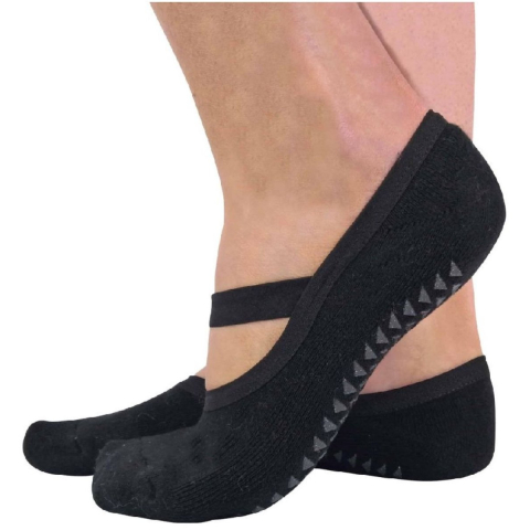 Set van 2 antislip yogasokken voor dames met bandjes - Zwart