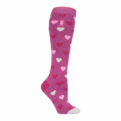 Heat Holders Lite - Lange thermo sokken voor dames - Roze Hart