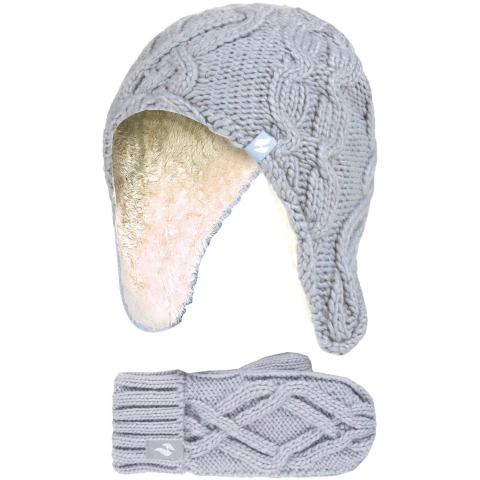 Heat Holders Meisjes Majestueuze Trapper Hat Mitts Set - Vorstgrijs