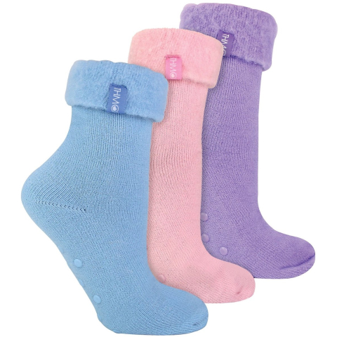 THMO - 3 Paar Dames Pantoffel Sokken met Antislip Grips | Bed Sokken - Diverse