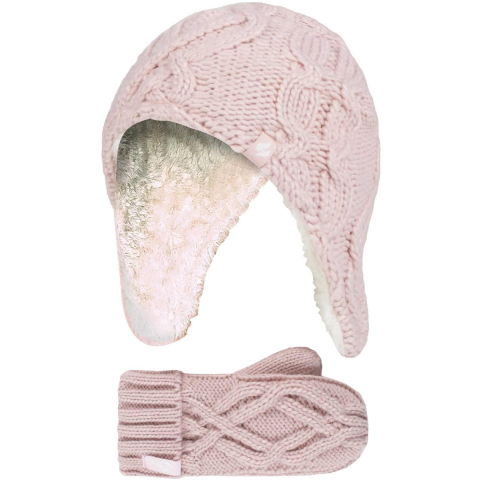 Heat Holders Meisjes Majestueuze Trapper Hat Mitts Set - Schemerig Roze