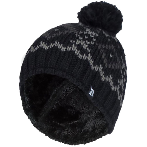 Heat Holders - Beanie Pom Pom-muts voor heren - Zwart
