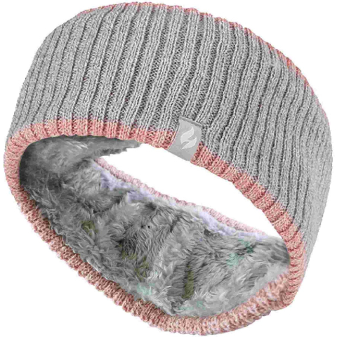 Dames fleece gevoerde thermo oorwarmer hoofdband - Geribbelde Wolk Grijs