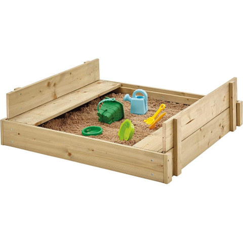 TP Play - Zandbak met deksel - 100 x 90 x 27 cm - Houtkleurig