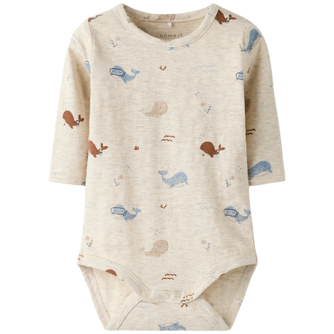 Name It Romper l/s - NbmFlap - Peyote Melange - Name It - 50 - Rompers Lange Mouw