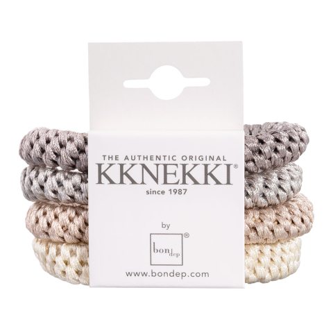Kknekki Haarelastieken - 4-pack - Beige/Grijs - Kknekki - OneSize - Haaraccessoires