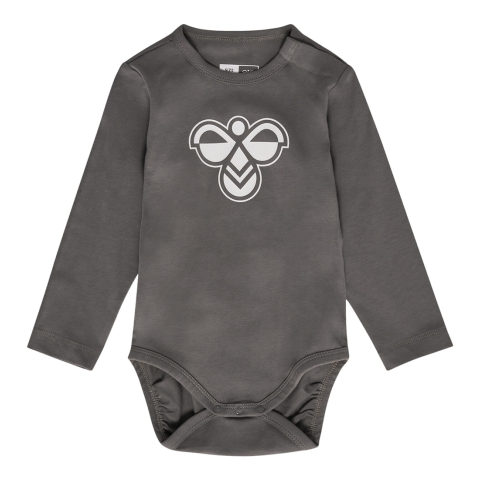 Hummel Romper l/s - hmlMini - Logo - Dark Goudgrijs - Hummel - 56 - Rompers Lange Mouw