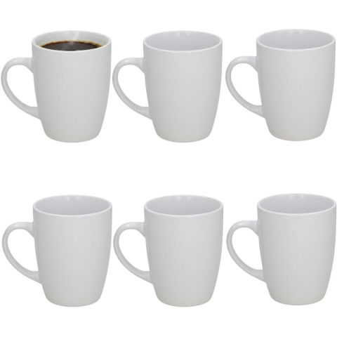 Gerimport Koffie / thee mok Mika - 6x stuks - wit - 360 ml - mokken - keramiek -