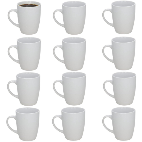 Gerimport Koffie / thee mok Mika - 12x stuks - wit - 360 ml - mokken - keramiek -