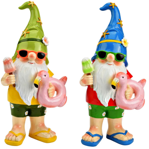 Wurm tuinkabouter zomer set - magnesia - 26 x 12 cm - kleurrijk - tuinbeeld -