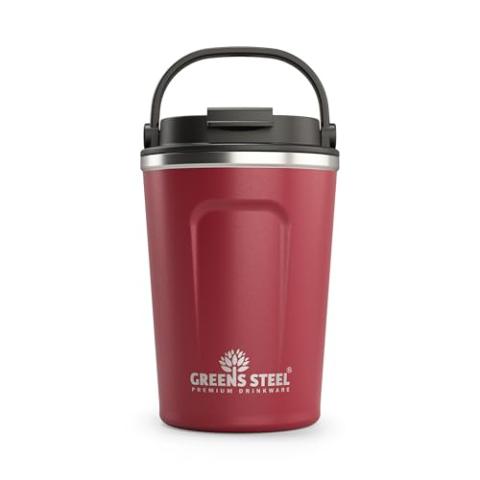 Coffee Cup Reusable Travel Mug Flask (12 oz, red)