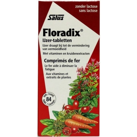 Salus Floradix IJzer-tabletten - Vitaminen - Vermoeidheid – ijzer voedingssupplement – 84 tabletten