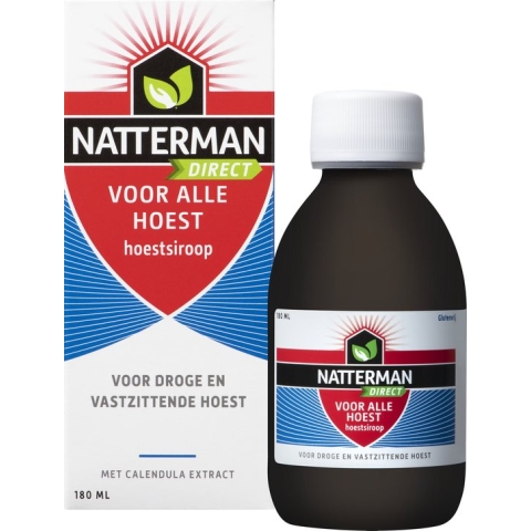 Natterman Direct Voor Alle Hoest Hoestsiroop - Voor droge en vastzittende hoest - Met calendula extract - Vanaf 18 jaar - Hoestdrank - Medisch hulpmiddel - 180 ml
