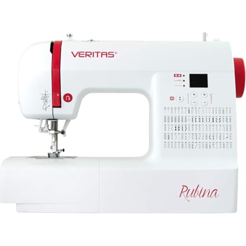 VERITAS Rubina Naaimachine, digitale computer-naaimachine, 100 steekprogramma's, automatische draadspanning en inrijghulp, draadsnijder, instelbare steeklengte, lcd-display en led-naailicht (wit)