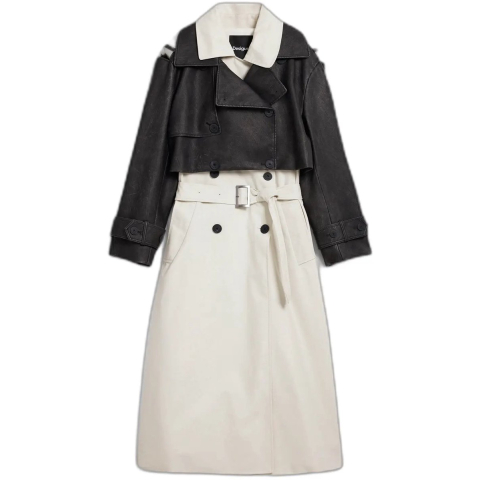 Afneembare gecombineerde trenchcoat - WHITE - S