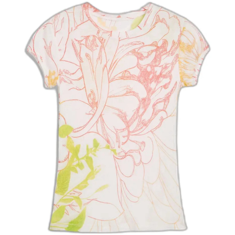 Bedrukt gebreid T-shirt - MATERIAL FINISHES - M